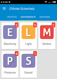 Screenshot Chhote Scientists Mobile App