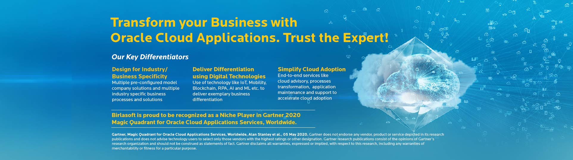 Birlasoft recognized as a 'Niche Player' in Gartner 2020 Magic Quadrant for Oracle Cloud Applications Services, Worldwide