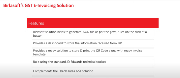 Expert Talk - 1 - Birlasoft India GST E-Invoicing solution for JDE Customers